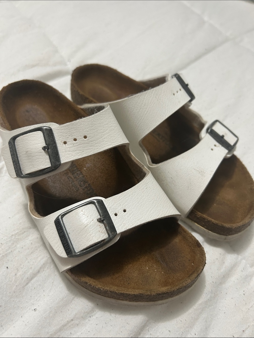Birkenstock Kids White Double-Strap Buckle Sandals